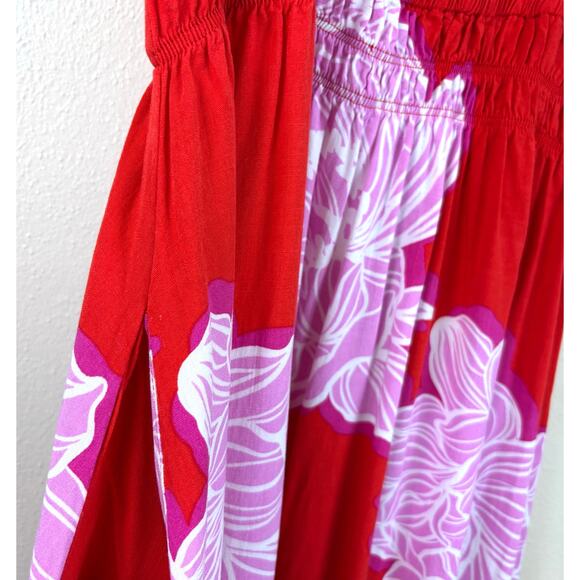 Petal & Pup Sybel Midi Dress Size Medium in Red Pink Floral - Picture 10 of 16